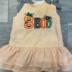 Lil Cactus Orange and Green Halloween Smocked Dress